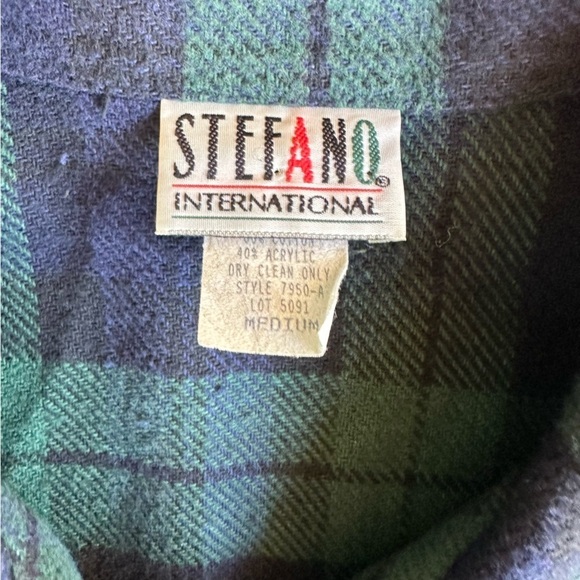 Vintage Stefano International Plaid Sleeveless Button Down Shirt Blue Fringe 80s - Picture 3 of 16